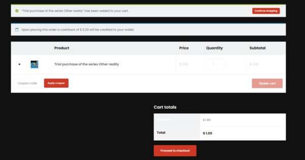 Trial purchase of the series Other reality